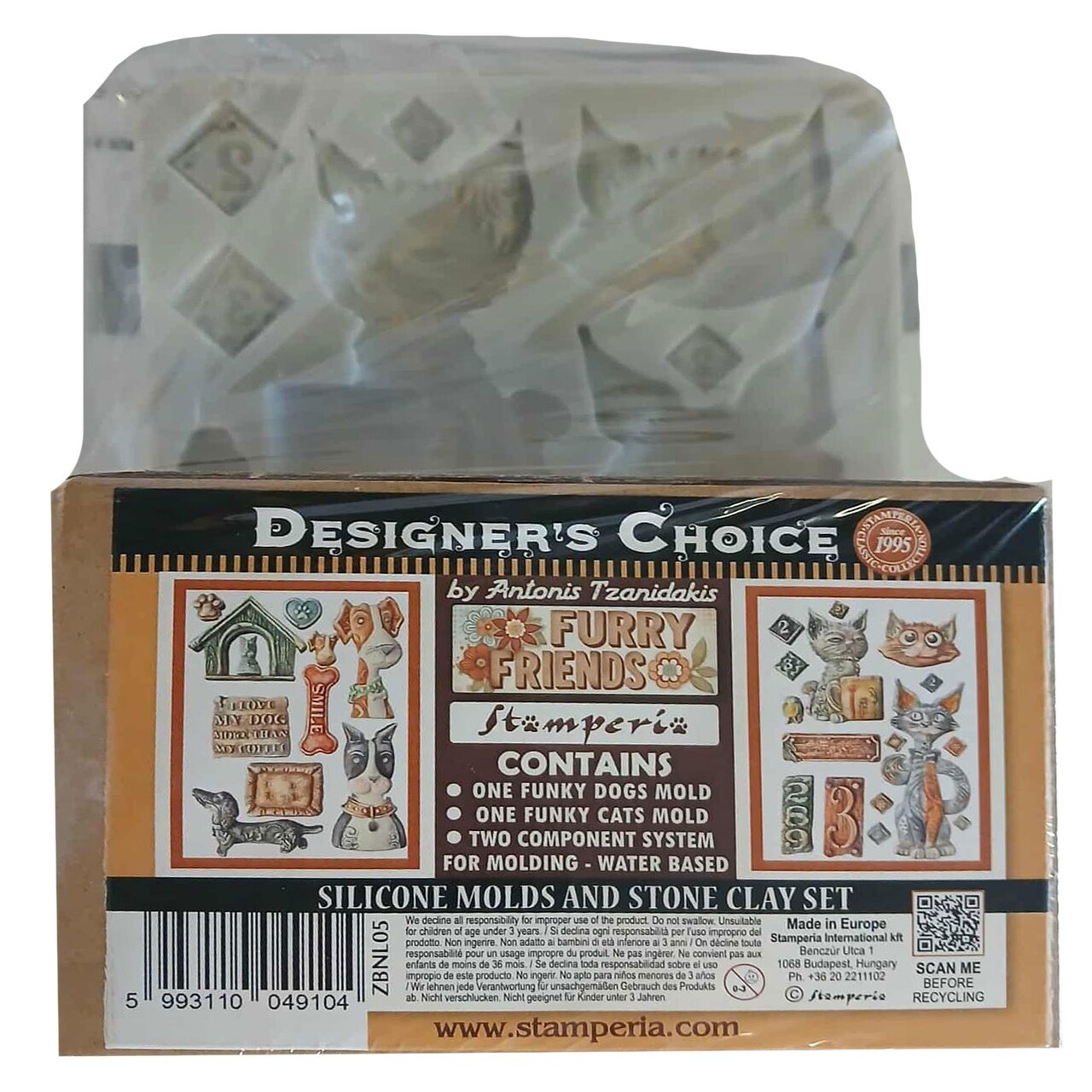 Stamperia Furry Friends Silicon Moulds and Soft Clay -Dog And Cat